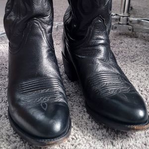 Lucchese 2000 T3094R4 Black Calf Skin Leather Western Men's Cowboy Boots Size 10